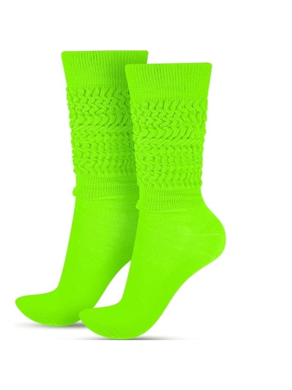 Slouch Socks 80s Neon Knee High Socks for Womens/Girls St. Patrick's Green Socks(Sock Height 13.78-14.96in)