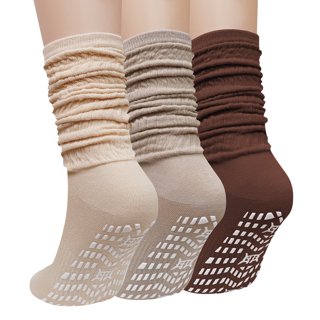 Katia & Bony Non-Slip Yoga Socks - Grippy Soles For Women & Men, Breathable, Brown