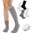 thumbnail image 1 of Slouch Socks Women 4 Pairs Knee High Scrunch Cotton Soft Knit Cushion Extra Long Socks, 1 of 8