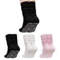 thumbnail image 1 of Slouch Socks Women, CaiDieNu Non Slip Long Scrunch Slipper Socks, 3 Pairs Cotton Grip Socks Pilates for Yoga Barre Workout & Fitness, 1 of 6
