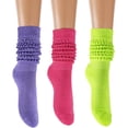 thumbnail image 1 of Slouch Socks Womens Scrunch Knee-High Boot Socks Slouchy Extra Long Soft 3 Pairs Stacked Socks Size 5-11, 1 of 5