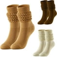 thumbnail image 1 of Slouch Socks Womens Scrunch Knee-High Boot Socks Slouchy Extra Long Soft 3 Pairs Stacked Socks Size 5-11, 1 of 7