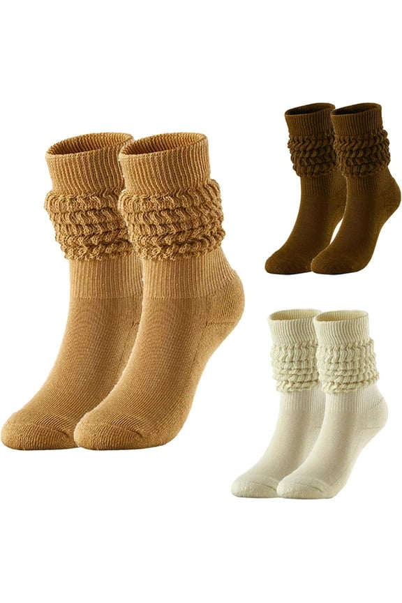 Slouch Socks Womens Scrunch Knee-High Boot Socks Slouchy Extra Long Soft 3 Pairs Stacked Socks Size 5-11