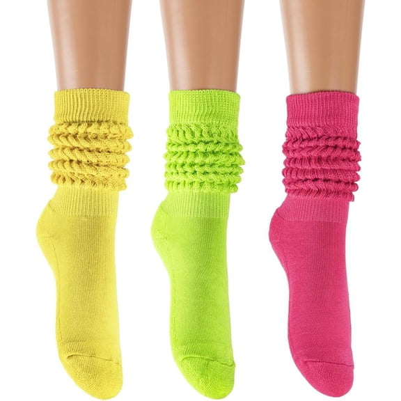 Slouch Socks Womens Scrunch Knee-High Boot Socks Slouchy Extra Long Soft 3 Pairs Stacked Socks Size 5-11