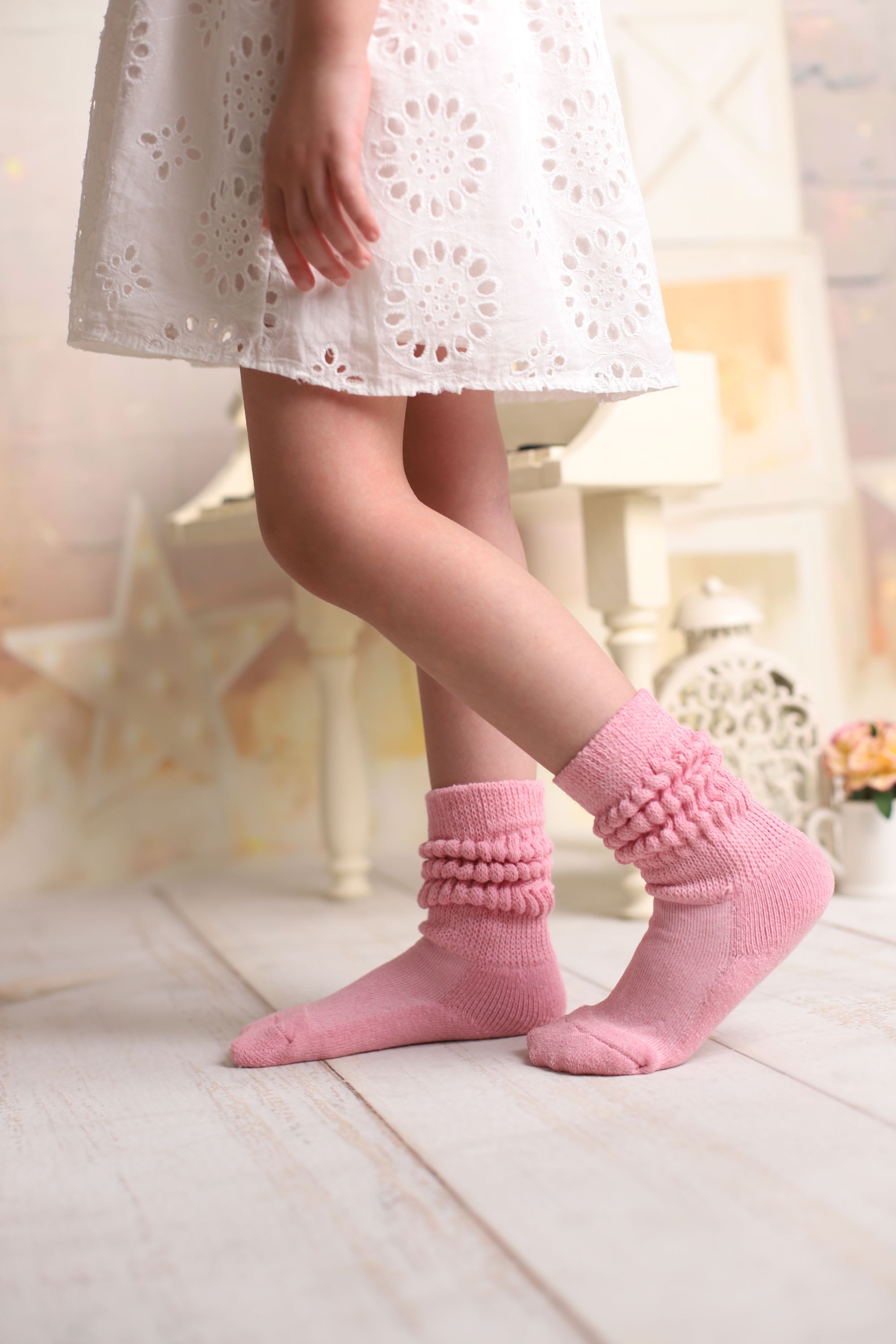 Slouch Socks for Kids Cotton Long and Heavy Pink 1 Pair 3-5 Years Old