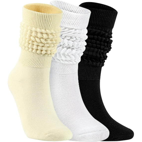 Slouch Socks for Woman 3 Pairs Scrunch Socks Soft High Boot Socks Warm Thick Knit Woman Long Socks