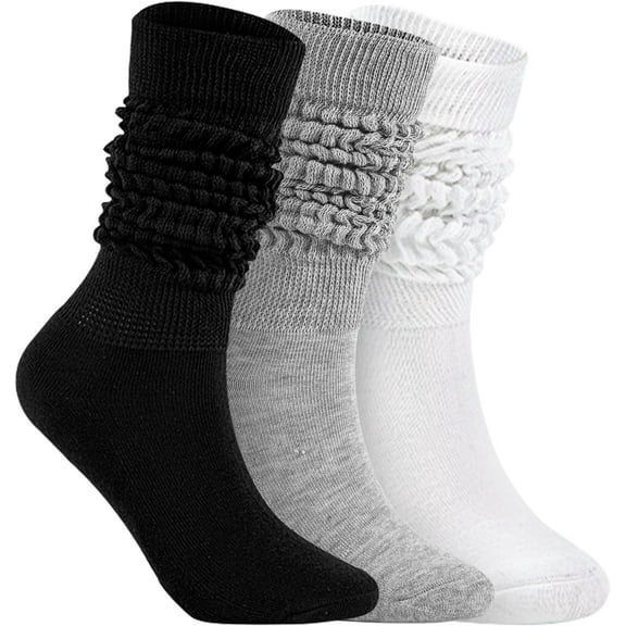 Slouch Socks for Woman 3 Pairs Scrunch Socks Soft High Boot Socks Warm Thick Knit Woman Long Socks