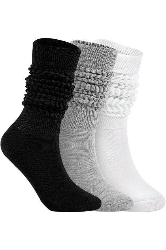 Slouch Socks for Woman 3 Pairs Scrunch Socks Soft High Boot Socks Warm Thick Knit Woman Long Socks
