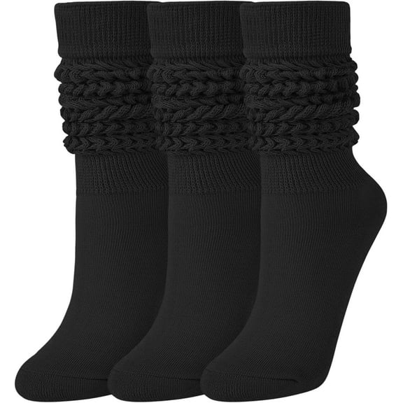 Slouch Socks for Woman 3 Pairs Women Scrunch Socks Extra Long Knee High Slouchy Socks Size 6-11