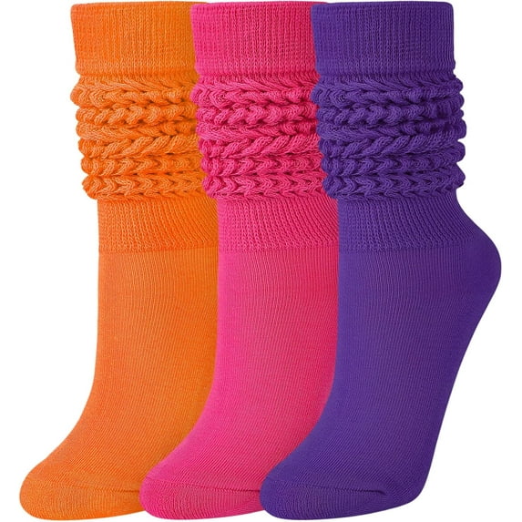 Slouch Socks for Woman 3 Pairs Women Scrunch Socks Extra Long Knee High Slouchy Socks Size 6-11
