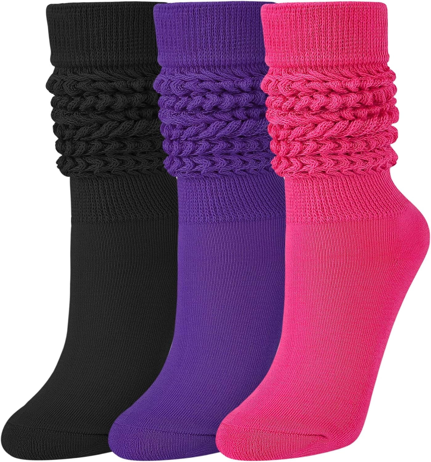 Slouch Socks for Woman 3 Pairs Women Scrunch Socks Extra Long Knee High ...