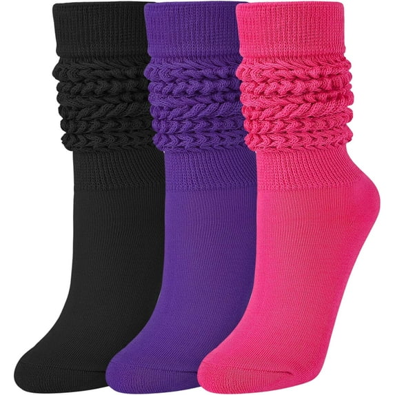 Slouch Socks for Woman 3 Pairs Women Scrunch Socks Extra Long Knee High Slouchy Socks Size 6-11