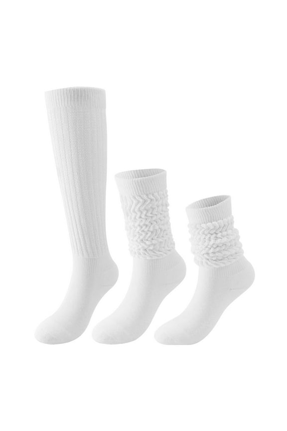 Slouch Socks for Women Bulk Boot Stacked 80s 90s Neon Slouch Knit Scrunchie Winter Warm Socks White