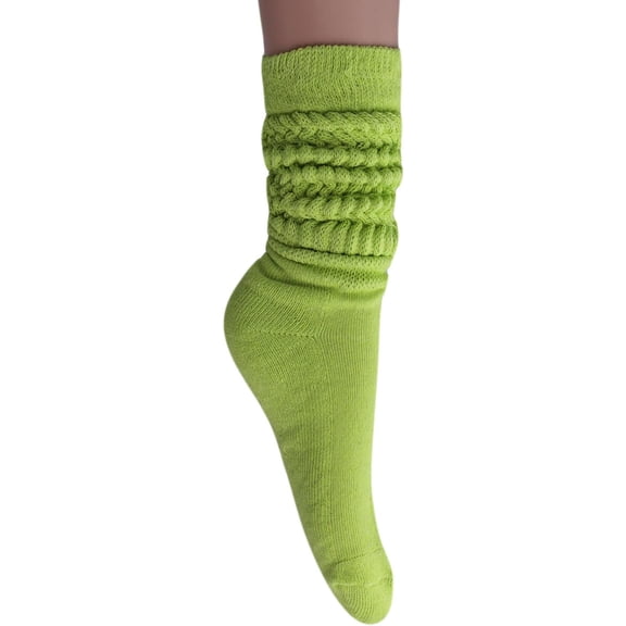 Slouch Socks for Women Extra Heavy Extra Long Shoe Size 5-10 - (Almond Green, 6 Pair)