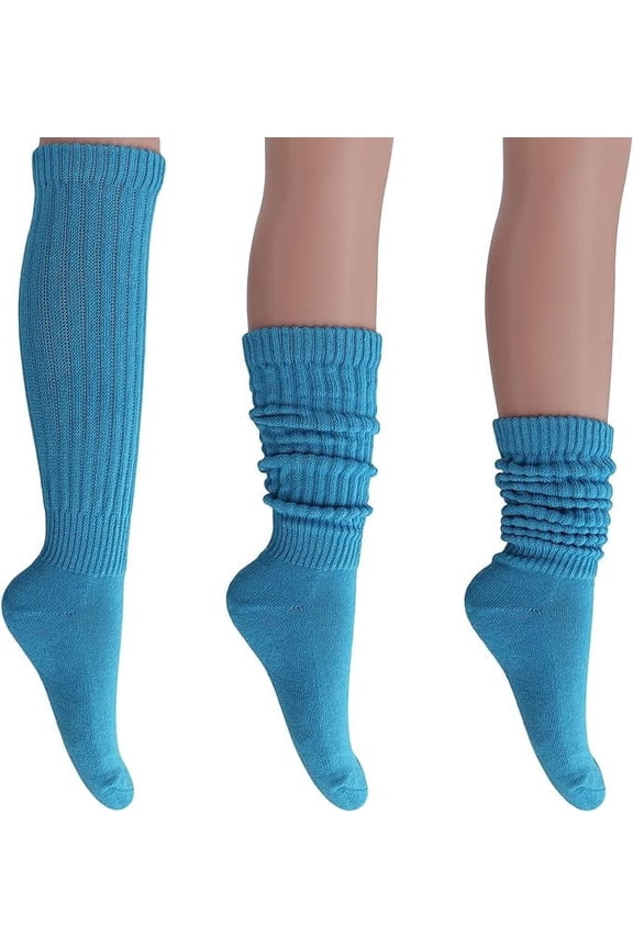 Slouch Socks for Women Extra Heavy Extra Long Shoe Size 5-10 - (Turquoise, 1 Pair)