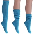 thumbnail image 1 of Slouch Socks for Women Extra Heavy Extra Long Shoe Size 5-10 - (Turquoise, 6 Pair), 1 of 5