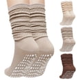 thumbnail image 1 of Slouch Socks with Grip, CaiDieNu 3 Pairs Pilate Socks, Non Slip Socks - Cotton Scrunch Grip Socks Pilates for Yoga Barre Workout & Fitness, 1 of 6