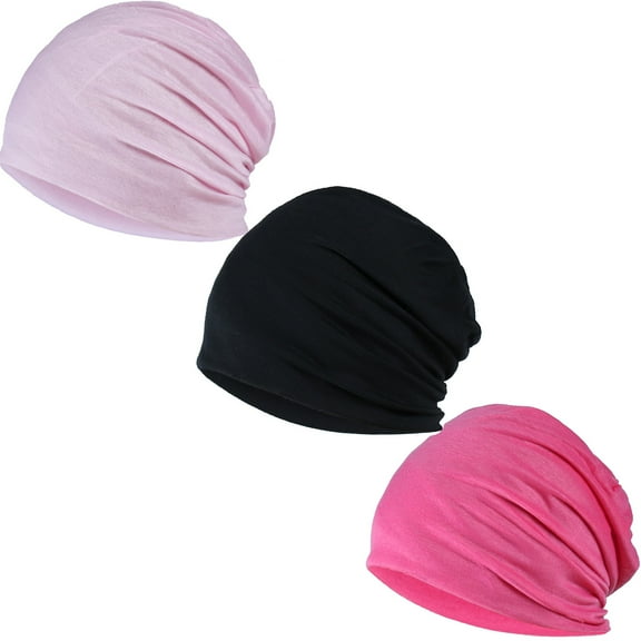 Slouchy Beanie Hat Stretch Hip-Hop Warm Skull Caps Unisex Baggy Lightweight Beanie for Women 3Pcs