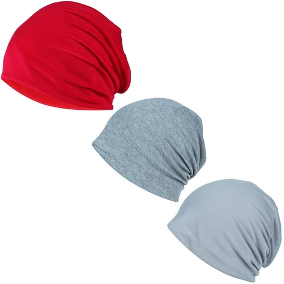 Slouchy Beanie Hat Stretch Hip-Hop Warm Skull Caps Unisex Baggy Lightweight Beanie for Women 3Pcs