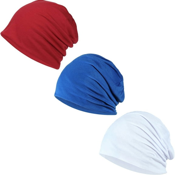 Slouchy Beanie Hat Stretch Hip-Hop Warm Skull Caps Unisex Baggy Lightweight Beanie for Women 3Pcs