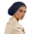 thumbnail image 1 of Slouchy Beanie Hat for Women Solid Color Headscarf Sleep Cap Chemo Turban Head Wrap Soft Daily Hair Cover Casual Lightweight Headband 1 Pc Navy, 1 of 2