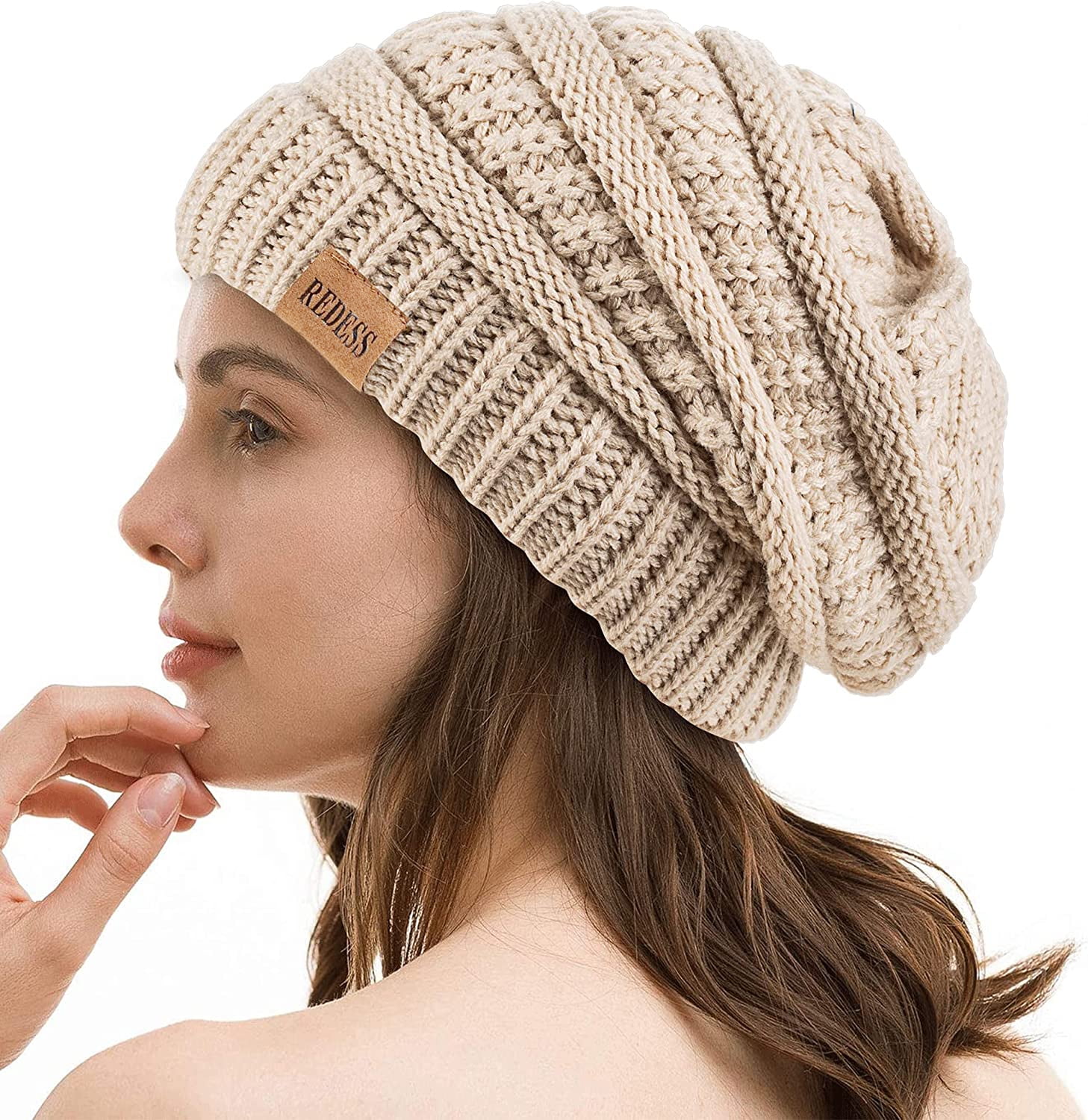 CC Slouchy Yarn Pom Beanie One Size Fits Most Adults / Brown