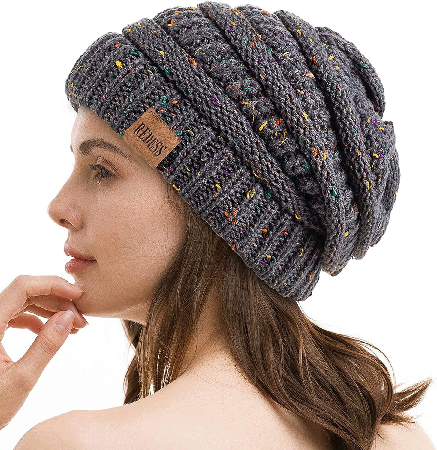 Slouchy Beanie Hat for Women Winter Warm Chunky Soft Oversized Cable ...