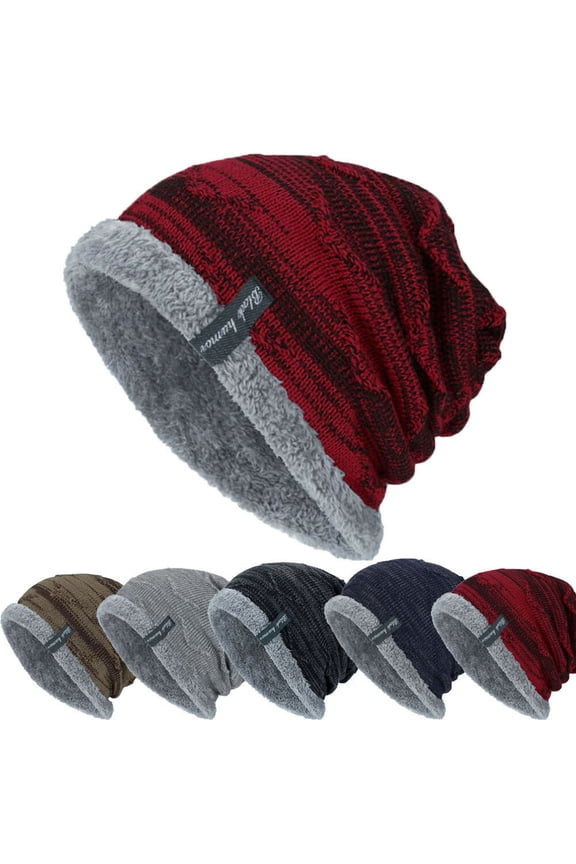 Slouchy Beanie for Men Winter Hats for Guys Cool Beanies Mens Lined Knit Warm Thick Skully Stocking Binie Hat