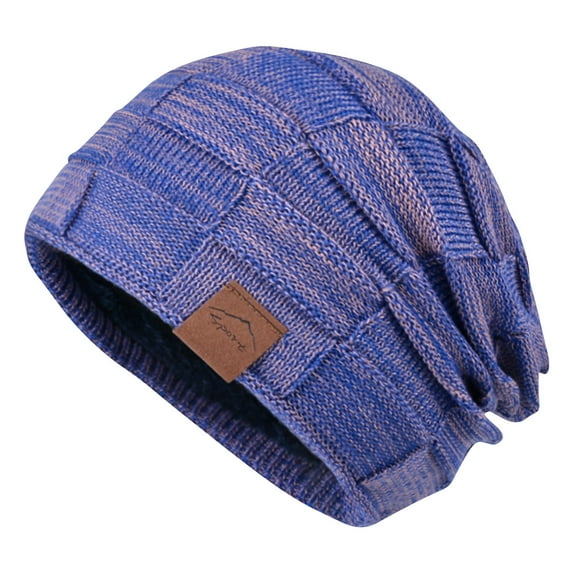 Slouchy Beanie for Men and Women Cable Knit Hat Winter Warm Skull Cap Purple