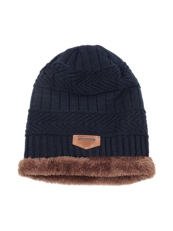 Slouchy Beanies for Women Beanie Hat Snow Beanie Warm Fleece Lined Soft Slouchy Warm Cuffed Skull Beanie Pom Beanie Cuff Beanie Hat Snowboard Beanie Knit Beanie Men Blue One Size