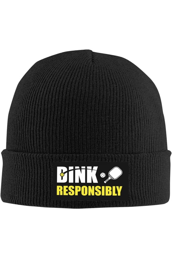 Slouchy Beanies for Women Pickleball Knit Cuffed Beanie Hats for Mens Knit Thermo Winter Cap Dink Responsibly Hat