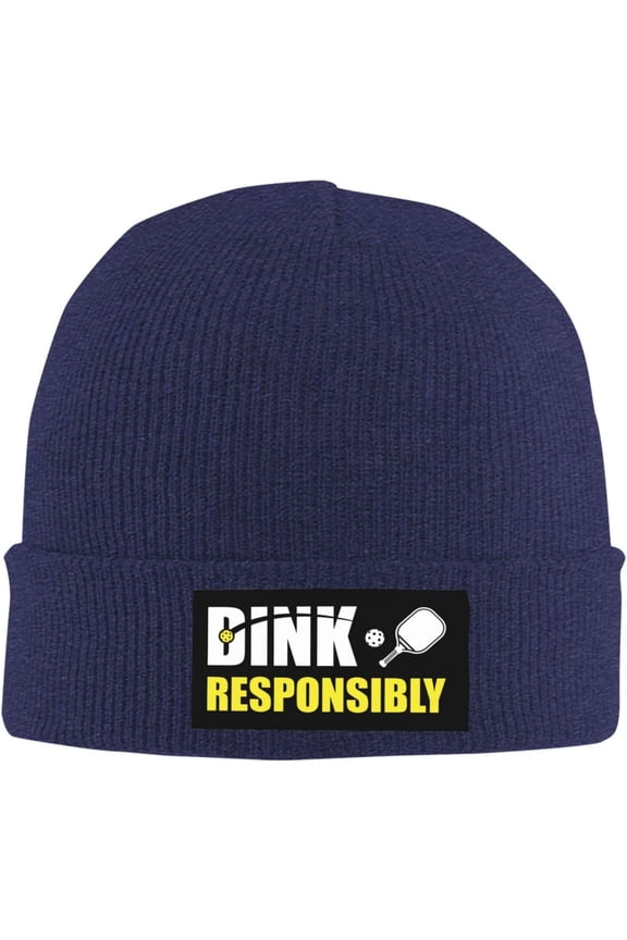 Slouchy Beanies for Women Pickleball Knit Cuffed Beanie Hats for Mens Knit Thermo Winter Cap Dink Responsibly Hat