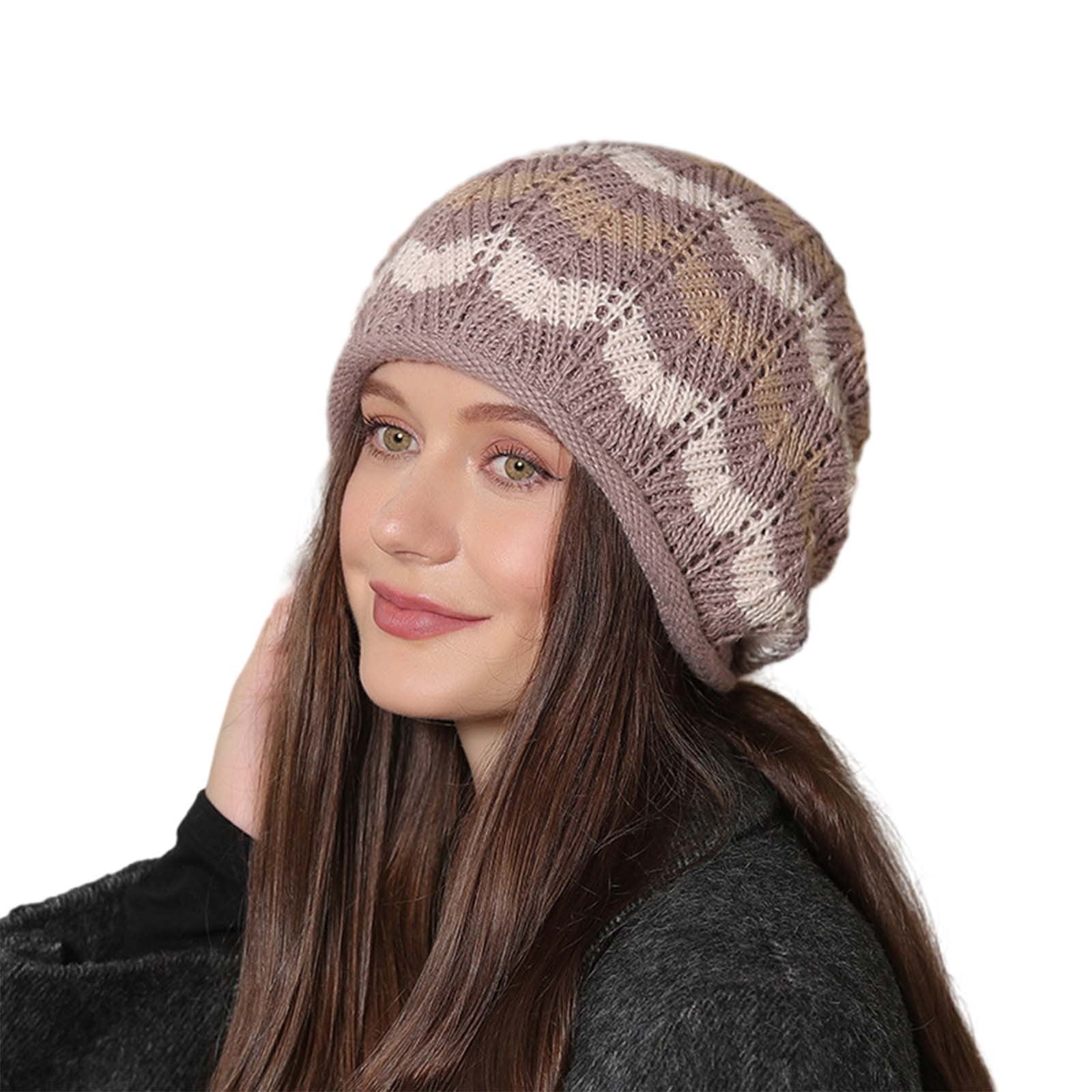 Slouchy Hat For Women Winter Warm Soft Oversized Cable Knit Cap Men's