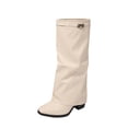thumbnail image 1 of Slouchy Knee High Mid Calf Boots for Women Pull On Round Toe Low Heel Fold Over Booties Fall and Winter Fashion Comfortable Dress Boots, 1 of 9