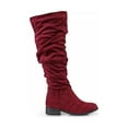 Slouchy Knee High Women's Flat Heel Boots in Burgundy