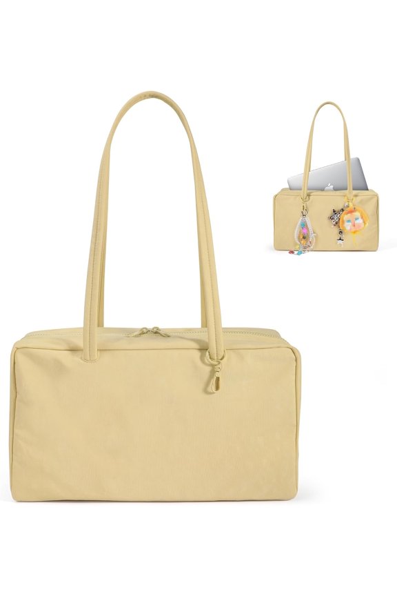 Slouchy Large Bowler Bag: East-West Design With Charm Loop - Commute Work