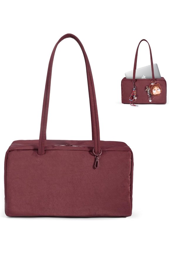 Slouchy Large Bowler Bag: East-West Design With Charm Loop - Commute Work