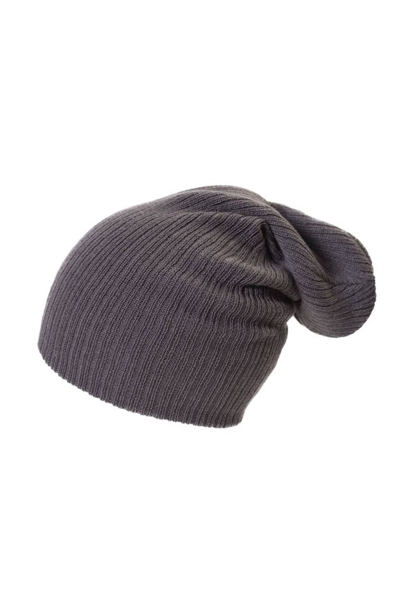 Slouchy Ribbed Design Beanie, Grey