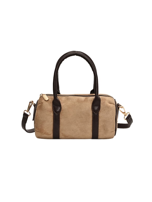 Slouchy Shoulder Bag,Brown Shoulder Bag,Leather Shoulder Bag,Shoulder Bags For Women,Nylon Shoulder Bag,Handle Bag Faux Suedes Purse Tote Bag Bostons Barrel Bag For Women Ladies(Khaki)