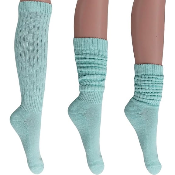 Slouchy Socks for Women Pack 3 Pairs Cotton Shoe Size 5 to 10 - Mint