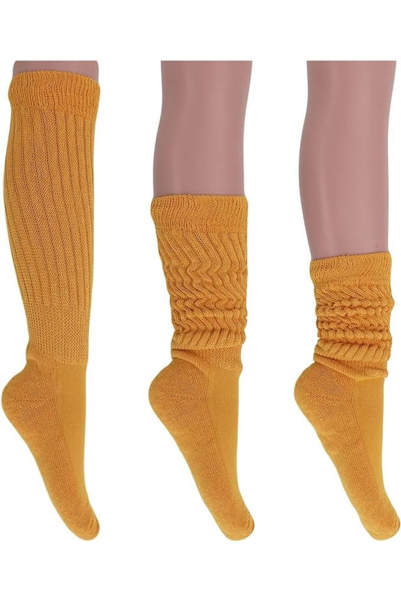 Slouchy Socks for Women Pack 3 Pairs Cotton Shoe Size 5 to 10 - Golden Rod