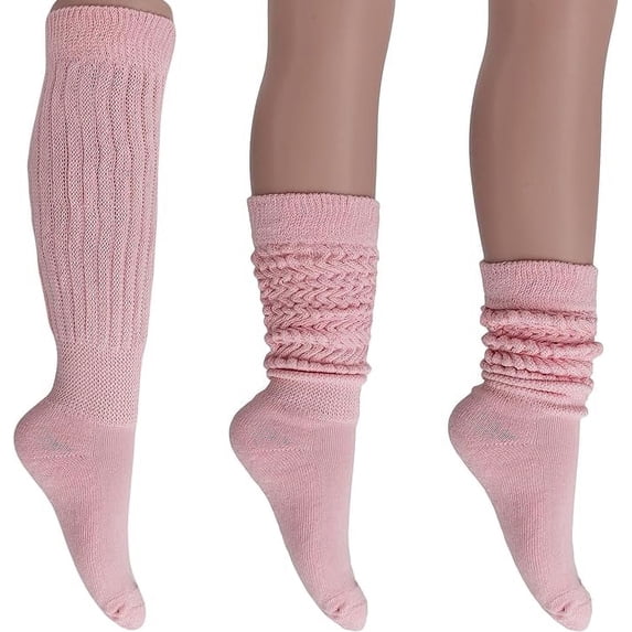 Slouchy Socks for Women Pack 3 Pairs Cotton Shoe Size 5 to 10 - Pink