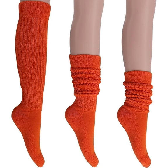 Slouchy Socks for Women Pack 3 Pairs Cotton Shoe Size 5 to 10 - Orange