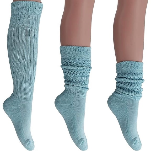 Slouchy Socks for Women Pack 3 Pairs Cotton Shoe Size 5 to 10 - Sky Blue