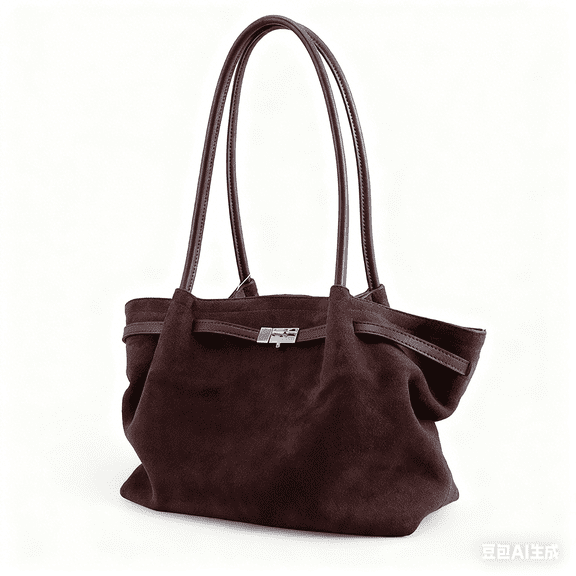 Slouchy Style Coffee Color Large Trapeze Tote Frosted Cow Skin Women Commuter Shoulder Bag Suede Retro Leisure Ladies Handbag