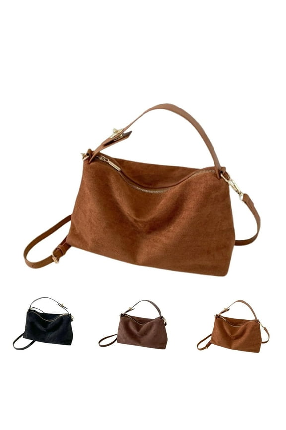 Slouchy Suede Cloud Hobo Bags Brown Suede Bag Slouchy Tote Bag Women Crescent Satchels Shoulder Bag Retro Suede Handbag
