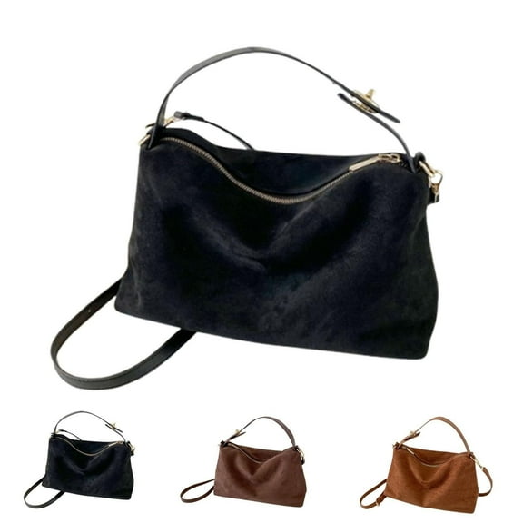 Slouchy Suede Cloud Hobo Bags Brown Suede Bag Slouchy Tote Bag Women Crescent Satchels Shoulder Bag Retro Suede Handbag