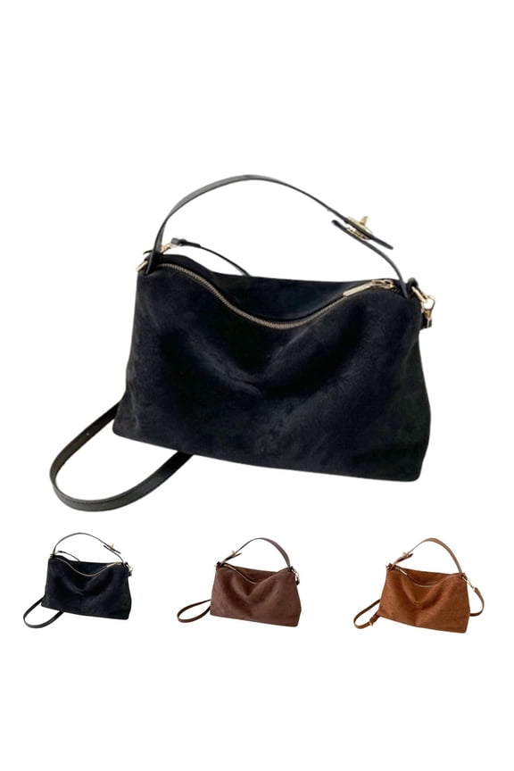 Slouchy Suede Cloud Hobo Bags Brown Suede Bag Slouchy Tote Bag Women Crescent Satchels Shoulder Bag Retro Suede Handbag