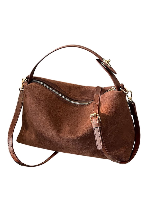 Slouchy Suede Cloud Shoulder Bags for Women Lightweight Crossbody Bag Purse Top handle Satchels Tote Handbags Brown