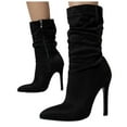 thumbnail image 1 of Slouchy Suede Mid Calf Boots for Women Sexy Pointed Toe Stiletto Heels Casual Dressy Booties, 1 of 7